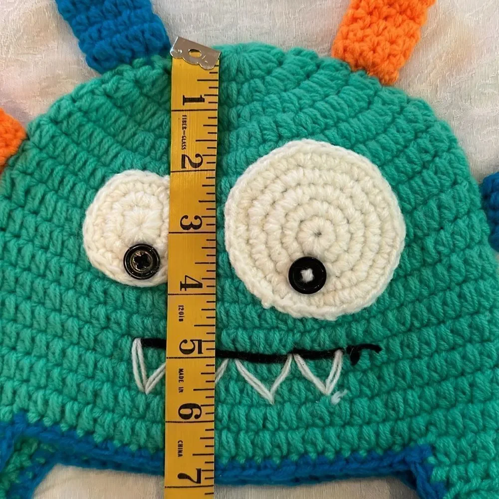 Beanie Monster Hat Hand Crocheted Colorful Halloween Winter Cap